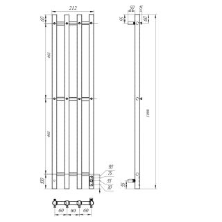 Полотенцесушитель электрический APEXTERMO Luna LN10113WM 1100x180 с крючками белый матовый